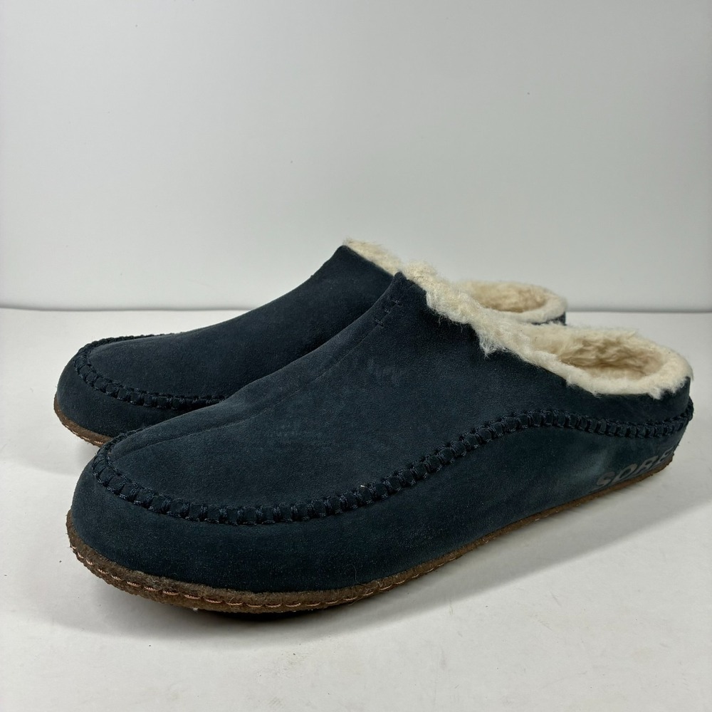 SOREL Falcon Ridge II Men's 13 Quarry Blue Suede Faux Fur-Lined Slipper NM3462